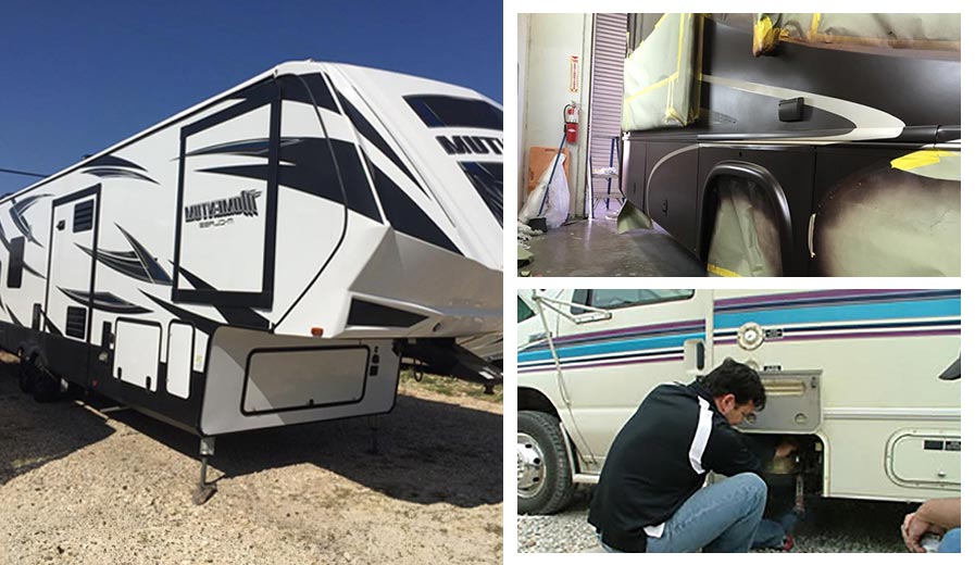 Mechanic replacing RV parts